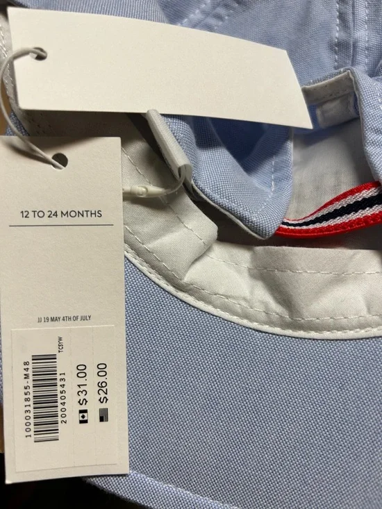 Janie and Jack Light Blue Cap with Red-White-Blue Trim - Picture 7 of 7